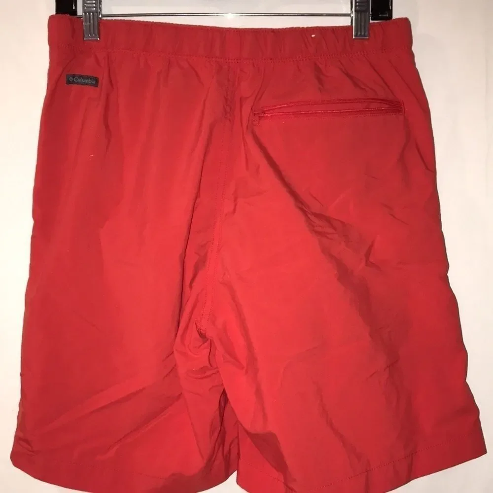Columbia Men's Omni-Shade Belted Plastic Buckle High Rise Red Swim Shorts 8 / L‎